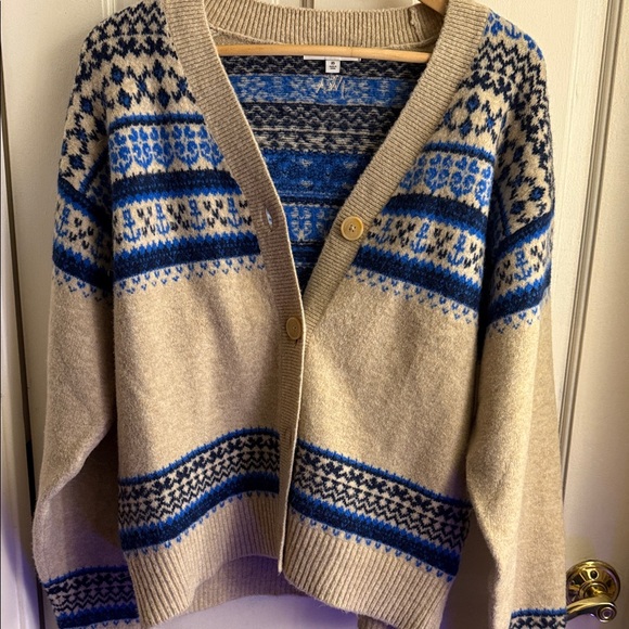 JW ANDERSON Sweaters - JW ANDERSON Uniqlo Blue and Cream Knit Sweater XS